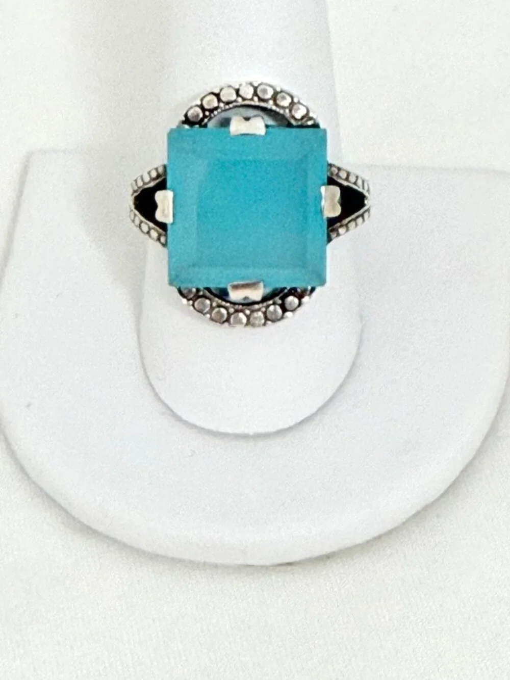 Nicky Butler Sterling Silver Chalcedony Deco Arch Ring Size 10 with Box